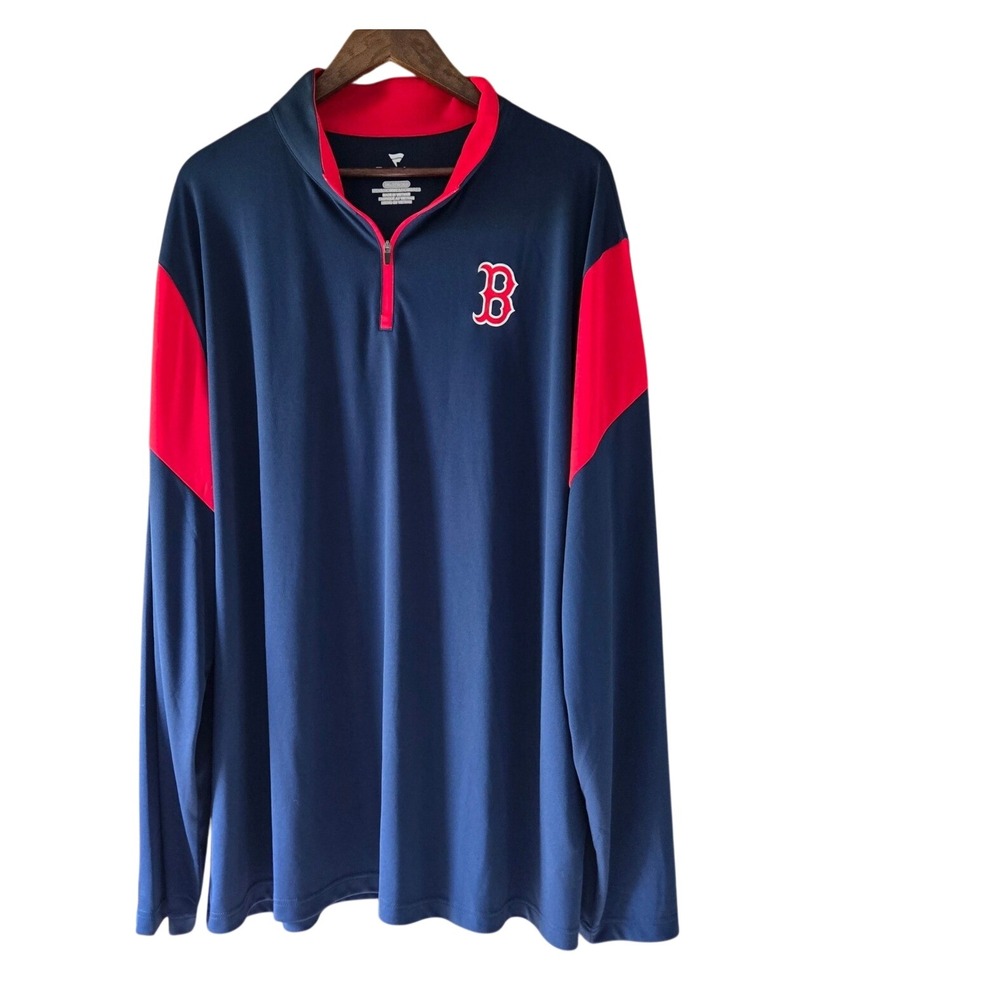 Fanatics Boston Red Sox Mens 3XL Navy Red Quarter Zip Pullover MLB Logo